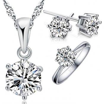 Colección “Brillantes Promesas” – Collar y Pendientes en Plata 925 con Cristales
