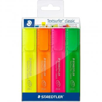 Staedtler Textsurfer 364 P WP4 4 pezzi Punta Scalpello Verde, Arancio, Rosa, Giallo
