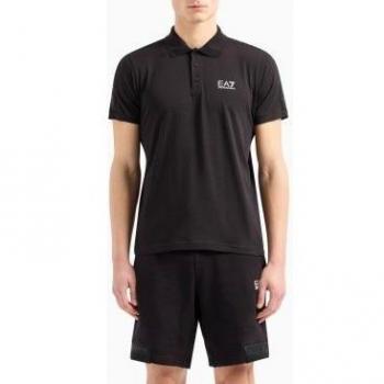 Polo EA7 negro de algodón con logo