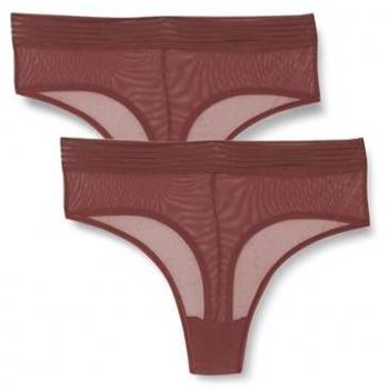 Triumph 2er-Set Highwaist Stringtangas Tempting Sheer Dunkelbraun L Damen