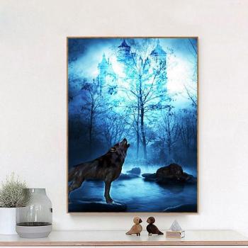 Peinture Loup en Cristal 20X30CM