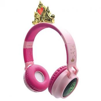 Casque 2-en-1 Bluetooth et Filaire Disney Princess avec Limitation de Volume, Effets Lumineux et Design Pliable