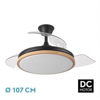 Ventilador de Techo Evros 72W Negro/Haya 3 Aspas Retráctiles