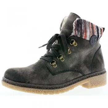 Rieker Damen Stiefel anthrazit/schwarz/rot-grau