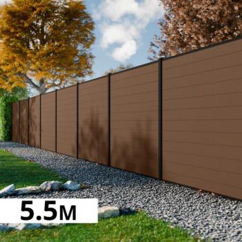 Kit de clôture bois composite Decklinea RIO 5,5 × 1,8 m – aluminium intégré