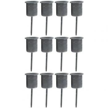 Novaliv Stabkerzenhalter Set – 12 Stück – Grau – 7,1 cm × Ø 2,8 cm