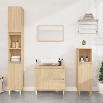 Armadietto Bagno Rovere Sonoma 30x30x190cm Legno Multistrato