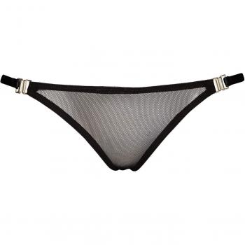 Handgefertigter Schwarz-String mit Tüll von NOIR – Größe XXL