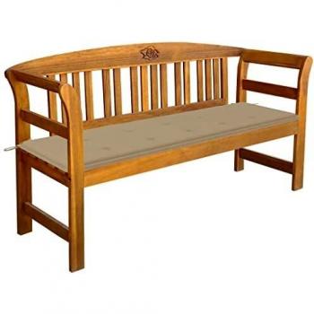 Banc de jardin vidaXL 157 cm avec coussin en bois d'acacia massif