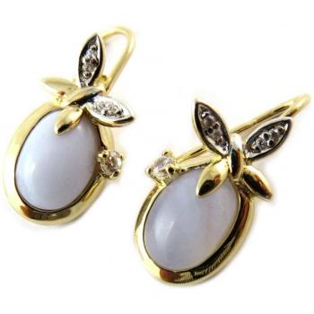 Opal Blue Butterfly Gold Earrings