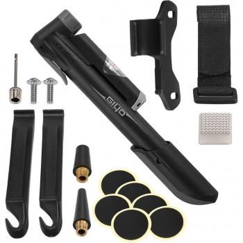 GIYO Mini MTB and Road Bike Pump 120PSI with Gauge and Repair Kit
