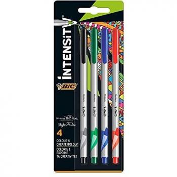 Bic Intensity Fineliner Pen Medium Tip Assorted Pack of 4