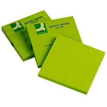 BLOC DE NOTAS ADHÉSIVES Q-CONNECT 76X76 MM VERT VIF 80 FEUILLES
