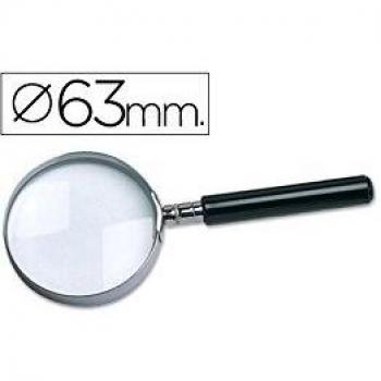 LUPA CRISTAL ARO METALICO MANGO NEGRO W-103 63 MM
