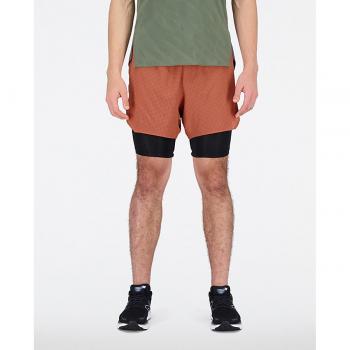 Shorts New Balance Q Speed 5 2 en 1 naranja marrón