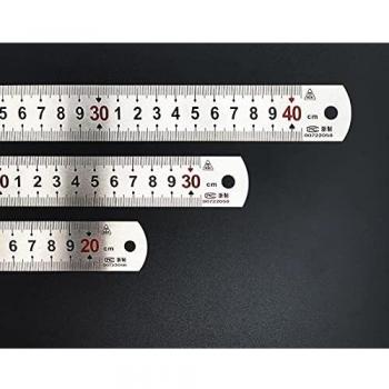 Règle Acier Inoxydable 20cm, 30cm, 40cm avec Mesures Double Face