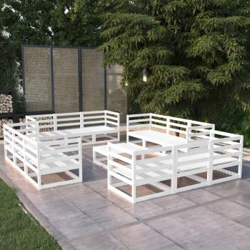 Conjunto Sala Outdoor VidaXL 13 piezas blanco puro de pino
