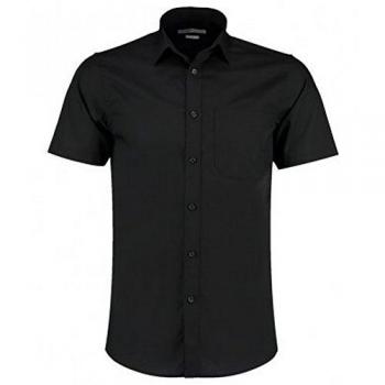 Kustom Kit Heren Korte Mouw Tailored Shirt 14.5 Zwart