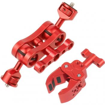 Brazo Multifuncional de Bola 2‑Cabezas + Enganche Grande para Luz de Monitor
