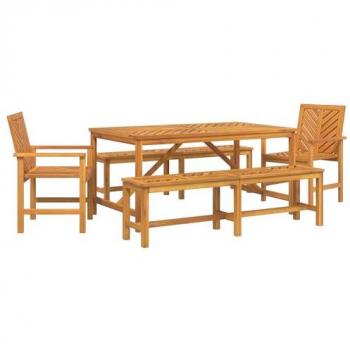 Set da pranzo all’aria aperta 5 pezzi Marrone 150x90x74 cm