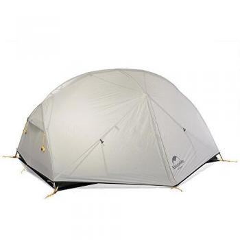 Naturehike 2-Person Ultralight Camping Tent (Mongar Model) with Waterproof Silicone-Coated 20D Fabric for Backpackers and Cyclists (Grey)
