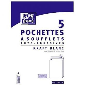 Pochettes Auto-Adhésives Oxford Kraft – 32,4 cm x 22,9 cm x 1,8 cm – Blanc