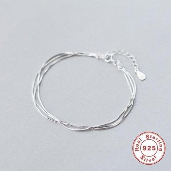 Minimalist Triple Layer Silver Bracelet