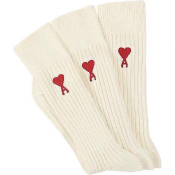AMI PARIS Unisex Socken 3er Set Off White 35-38