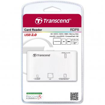 Transcend P8 All‑in‑1 Kartenleser für SD/CF/SDHC – Weiß