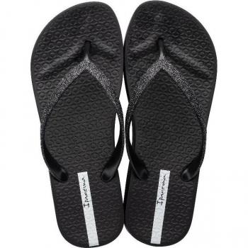 Ipanema Black Glitter Chic Flip Flops UK 7