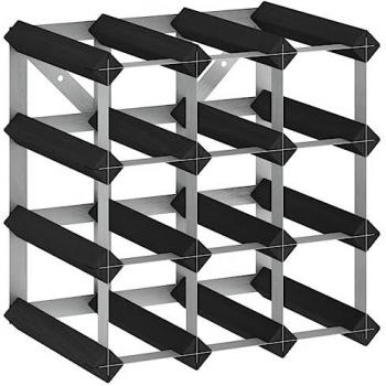 Vidaxl 12-Bottle Wine Rack Black Solid Pine Wood