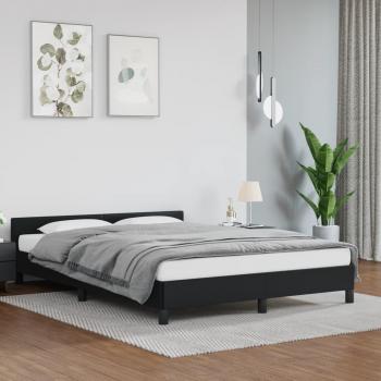 Lit simili cuir noir avec tête de lit 140x200 cm
