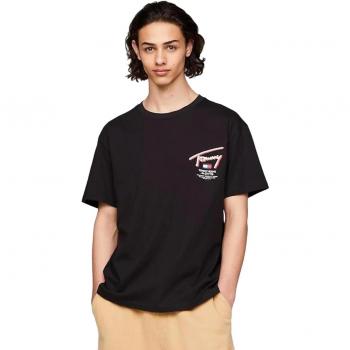 Men's Black Round Neck Printed T-Shirt Size M