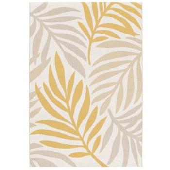 Beige and Mustard Floral Indoor/Outdoor Rug, Recycled Polyester, 170x120 cm