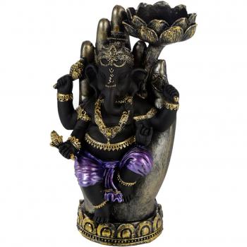 Black Lotus Ganesh Tealight Candle Holder