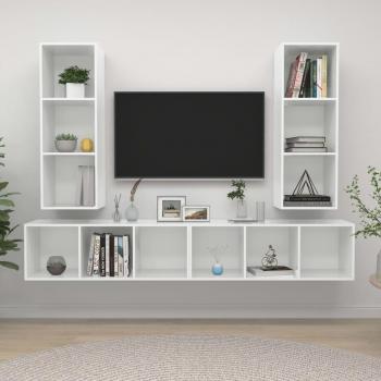 Painel de TV Branco Brilhante VidaXL – 4 Módulos