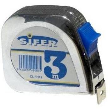 Cinta de medir Sifer cromo 8m 25mm con freno y clip