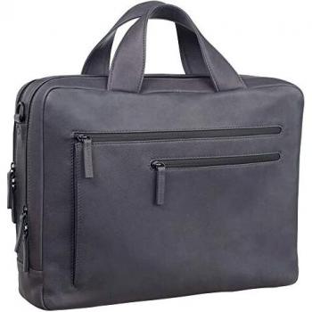 Leonhard Heyden Hague Leather Briefcase with Laptop Compartment 40 cm Grey