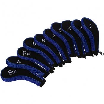 Neoprene Iron Golf Club Covers Set of 10 Blue