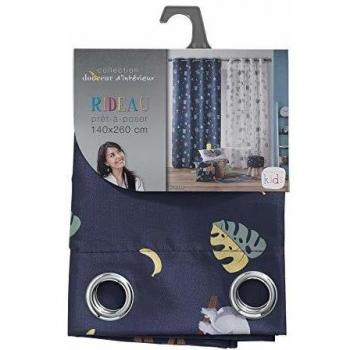 Rideau doux intérieure à œillets 140 × 260 cm polyester Marley bleu