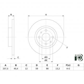 Disque de frein BOSCH 0 986 479 E65 pour véhicules FIAT, ALFA ROMEO, LANCIA