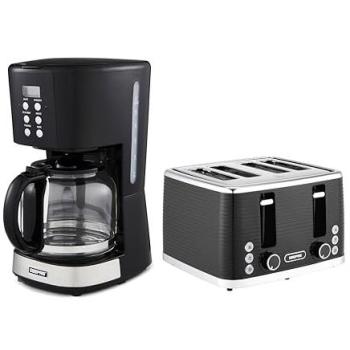 Arcus & Geepas 1.5L Filter Coffee Machine + 4‑Slice Toaster Bundle (Black)
