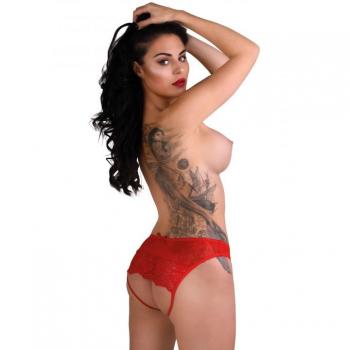 Daring Intimates Slip „Nicolette“ in Rot – Spitze & Offener Schritt