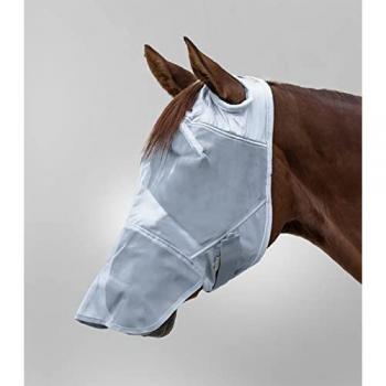Masque anti-mouches Waldhausen PREMIUM Fly Mask sans oreille et avec protection du nez gris argent (VB)