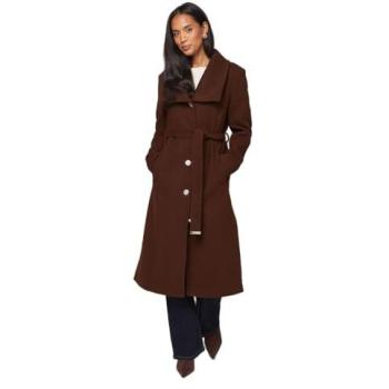 Chocolate Wrap Coat, Knitted Collar & Button – Size 12 (Women)