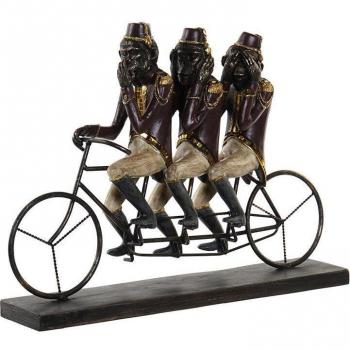 Figura Artistica Dkd Home Decor: Scimmia Triciclo Nero Oro