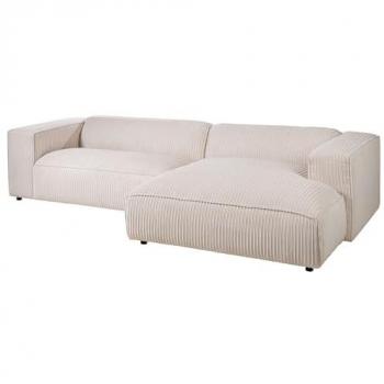 Canapé d'angle velours cordé polyester ivoire Valencia Luxe