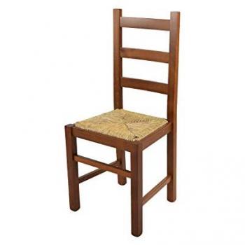 Silla de Comedor Tommychairs Rústica en Haya Nogal Claro y Asiento de Paja