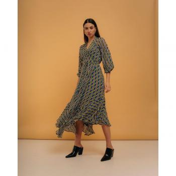 Vestido elegante y favorecedor con manga larga y estampado