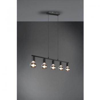 Schwarze 5‑fach Aufhängung E27 von Vannes, 82 cm, Trio LED Licht